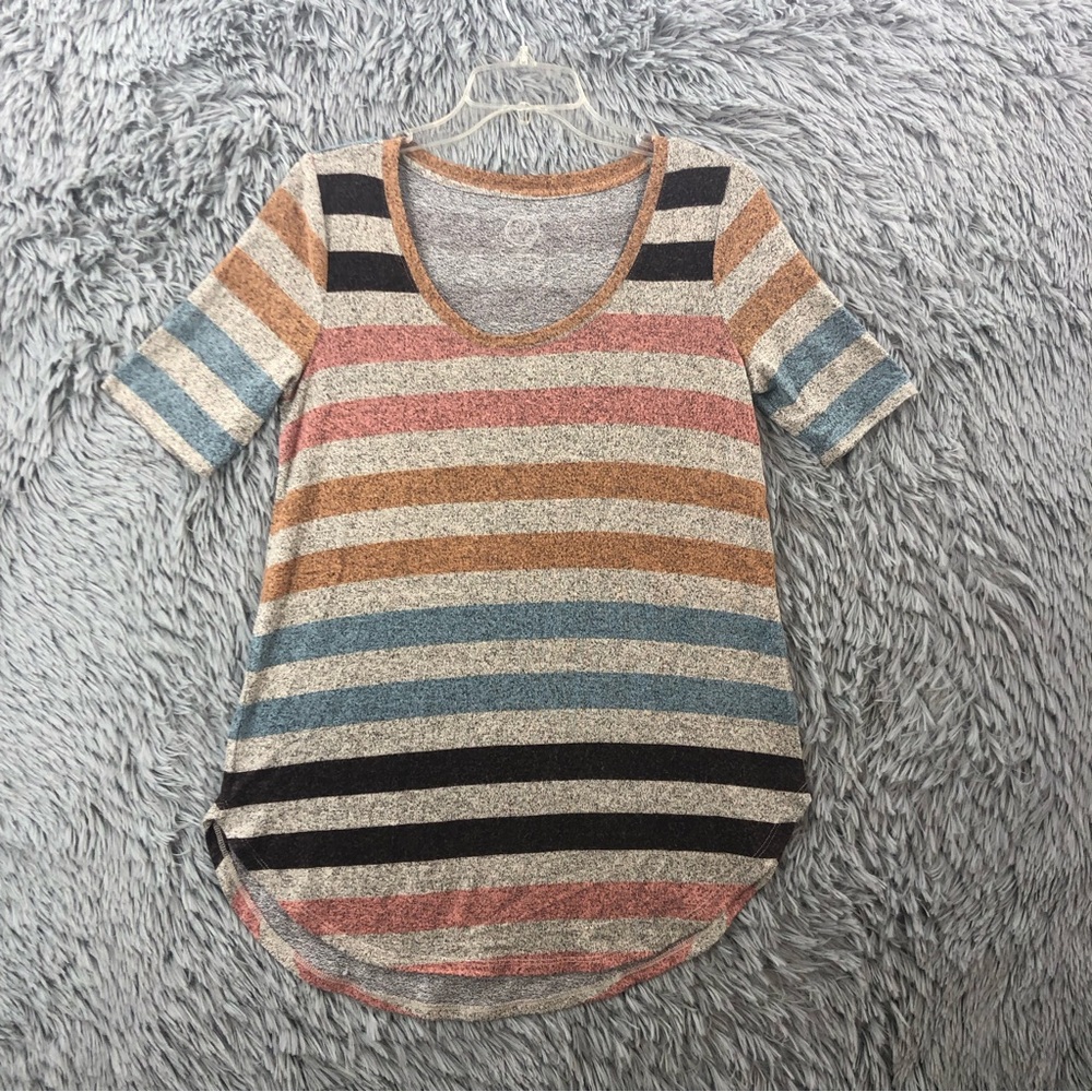Maurices Shirt 24/7 Womens Small Striped Soft Heathered Stretchy Top